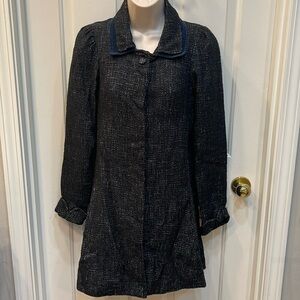 Flannel Small/1 Black and White Tweed with Navy Blue Cord Coat